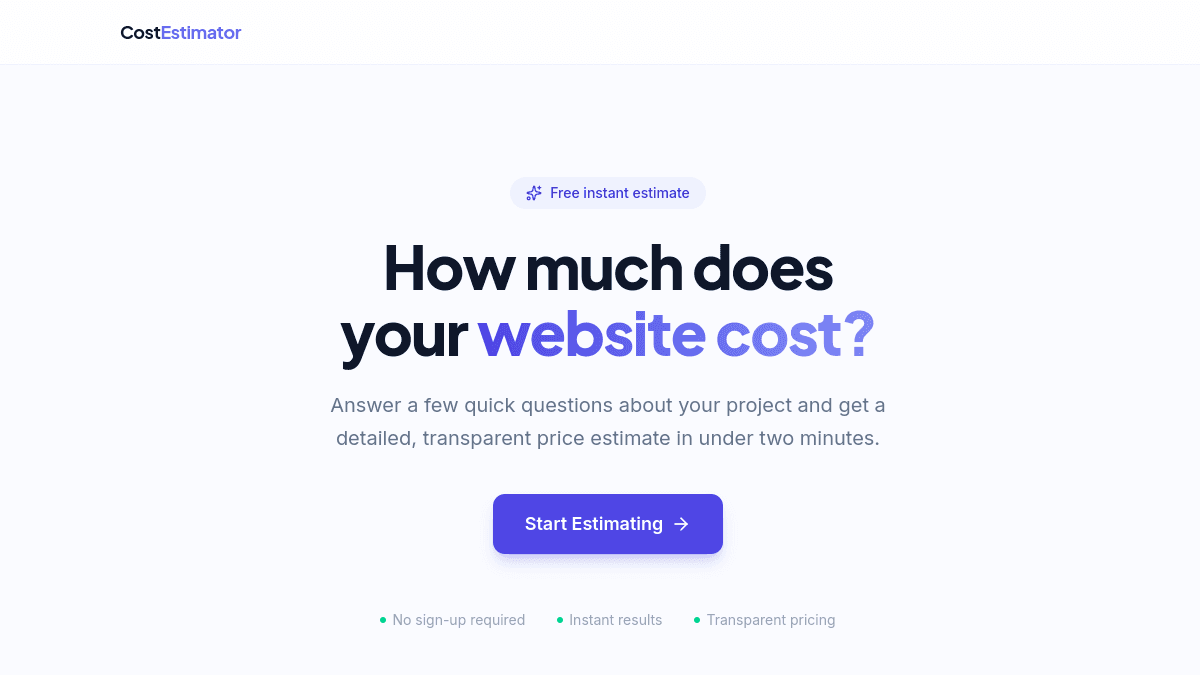 Website Cost Estimator preview
